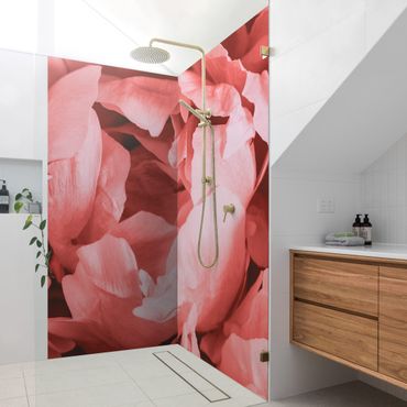 Tylna ścianka prysznicowa - Peony Blossom Coral