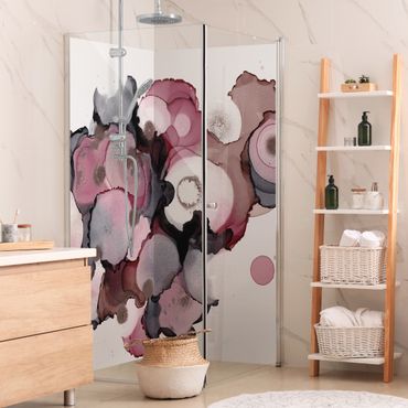 Tylna ścianka prysznicowa - Pink Beige Drops With Pink Gold