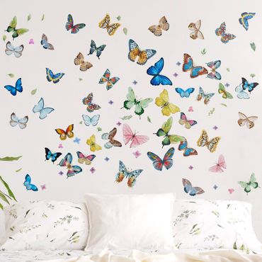 Naklejka na ścianę - Motylki akwarelowe zestaw XXL