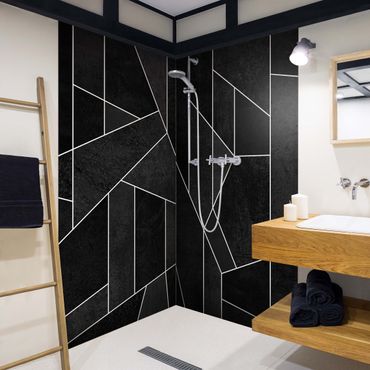 Tylna ścianka prysznicowa - Black And White Geometric Watercolour