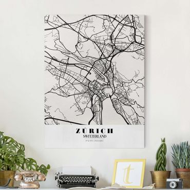 Obraz na płótnie - Mapa miasta Zurych - Klasyczna