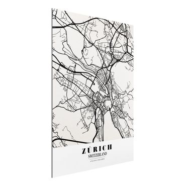 Obraz Alu-Dibond - Mapa miasta Zurych - Klasyczna