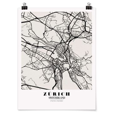 Plakat - Mapa miasta Zurych - Klasyczna