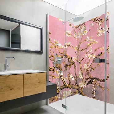 Tylna ścianka prysznicowa - Vincent Van Gogh - Almond Blossom In Antique Pink