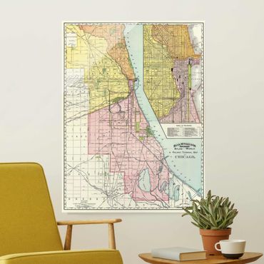 Obraz na szkle - Mapa Chicago w stylu vintage