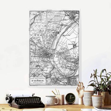 Obraz na szkle - zabytkowa mapa St Germain Paryż