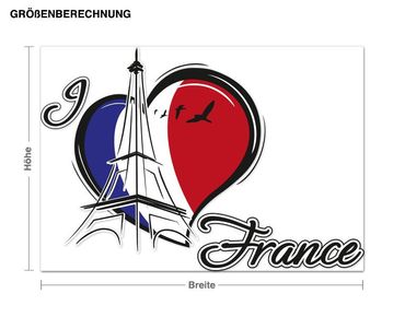 Naklejka na ścianę - Kocham Francję