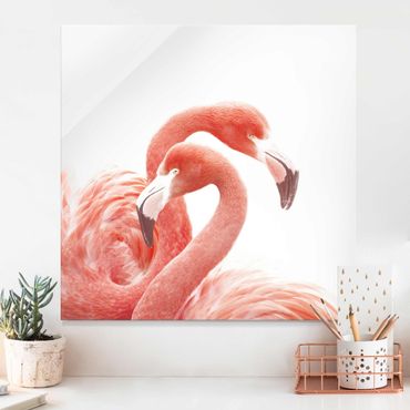 Obraz na szkle - Dwa flamingi
