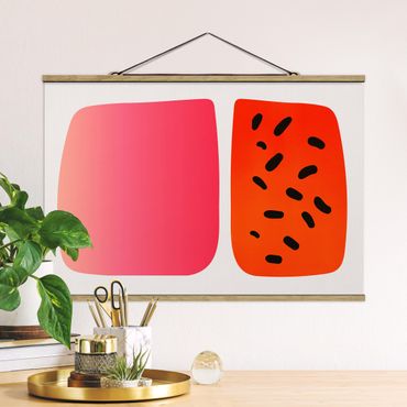 Plakat z wieszakiem - Abstrakcyjne kształty - Melon i róż