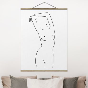 Plakat z wieszakiem - Line Art Kobieta naga czarno-biały