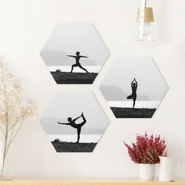 Obraz heksagonalny z Forex 3-częściowy - Yoga Trio