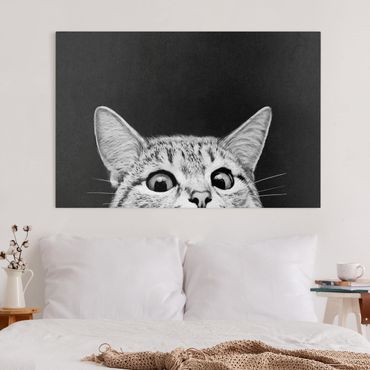 Obraz na płótnie - Ilustracja kot czarno-biały rysunek