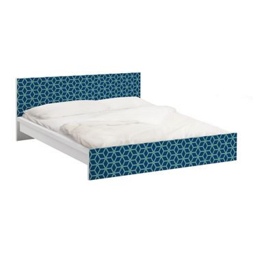 Okleina meblowa IKEA - Malm łóżko 160x200cm - Wzór kostki niebieski