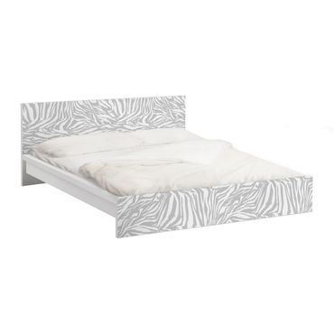 Okleina meblowa IKEA - Malm łóżko 160x200cm - Wzór w paski w kolorze jasnoszarym