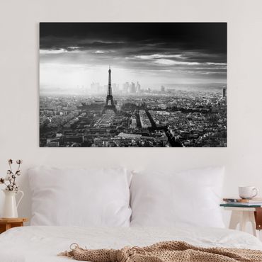 Obraz na płótnie - Wieża Eiffla z góry, czarno-biała