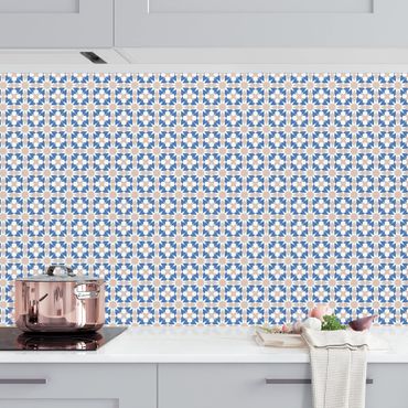 Panel ścienny do kuchni - Orientalny wzór z niebieskimi gwiazdami