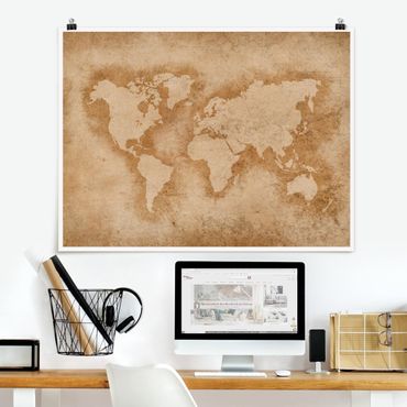 Plakat - Starożytna mapa świata