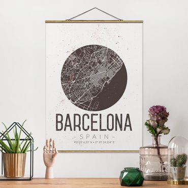 Plakat z wieszakiem - Mapa miasta Barcelona - Retro