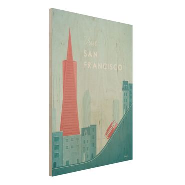 Obraz z drewna - Plakat podróżniczy - San Francisco
