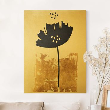 Złoty obraz na płótnie - Kwiat złotego maku
