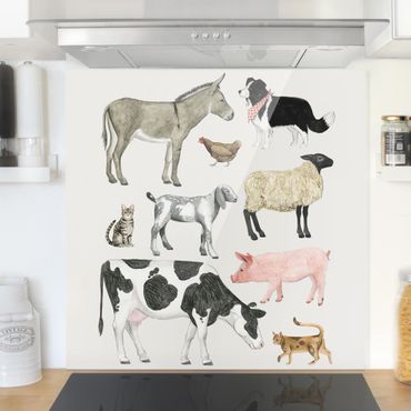 Panel szklany do kuchni - Rodzina zwierząt gospodarskich II