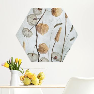 Obraz heksagonalny z Forex - Jesienne owoce lampiona