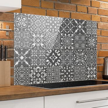 Panel szklany do kuchni - Przykładowe płytki Ciemnoszary Biały