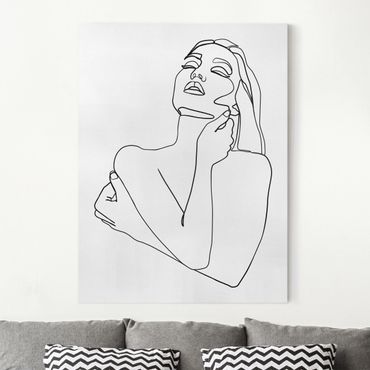 Obraz na płótnie - Line Art Kobieta górna część ciała czarno-biały
