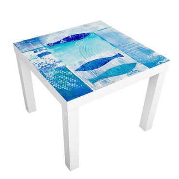 Okleina meblowa IKEA - Lack stolik kawowy - Ryby w błękicie