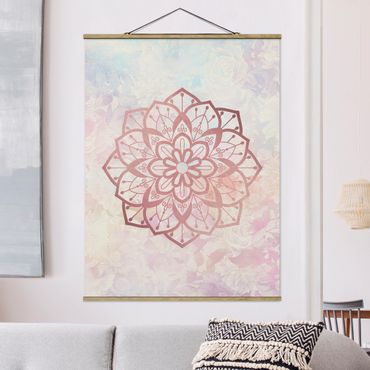 Plakat z wieszakiem - Mandala Ilustracja Kwiat róży pastelowa
