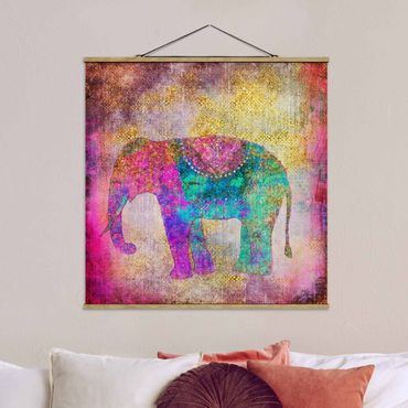 Plakat z wieszakiem - Kolorowy kolaż - Słoń indyjski