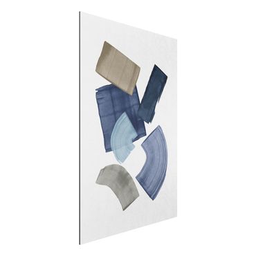 Obraz Alu-Dibond - Brush Blocks w kolorze niebieskim i brązowym
