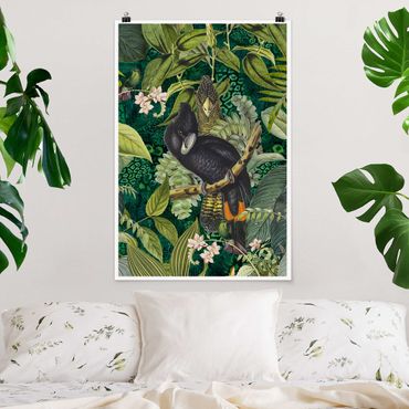 Plakat - Kolorowanka - Kakadu w dżungli