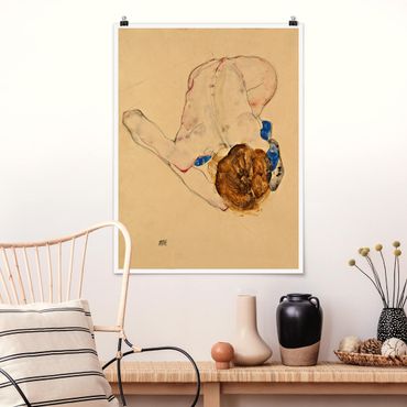 Plakat - Egon Schiele - Akt pochylony do przodu