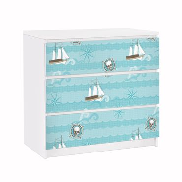 Okleina meblowa IKEA - Malm komoda, 3 szuflady - Ornament w kolorze morskim