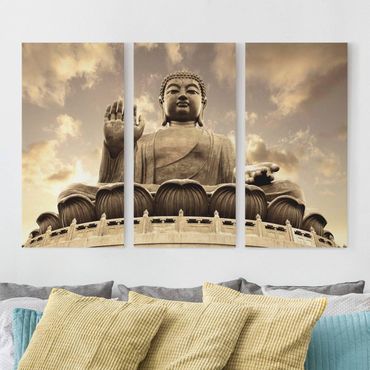 Obraz na płótnie 3-częściowy - Wielki Budda Sepia