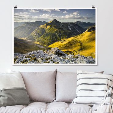 Plakat - Góry i dolina w Alpach Lechtalskich w Tyrolu