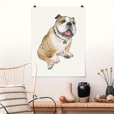 Plakat - ilustracja pies buldog obraz