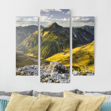 Obraz na płótnie 3-częściowy - Góry i dolina w Alpach Lechtalskich w Tyrolu