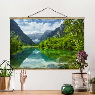 Plakat z wieszakiem - Jezioro górskie z odbiciem