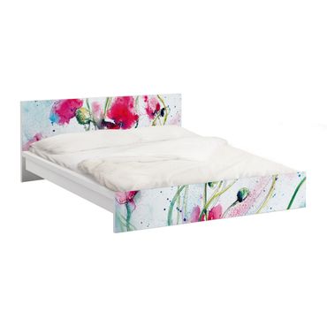 Okleina meblowa IKEA - Malm łóżko 160x200cm - Malowane maki