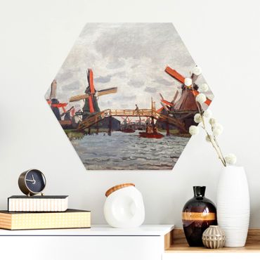 Obraz heksagonalny z Alu-Dibond - Claude Monet - Wiatraki Zaandam