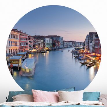Okrągła tapeta samoprzylepna - Wieczorna atmosfera na Wielkim Kanale w Wenecji