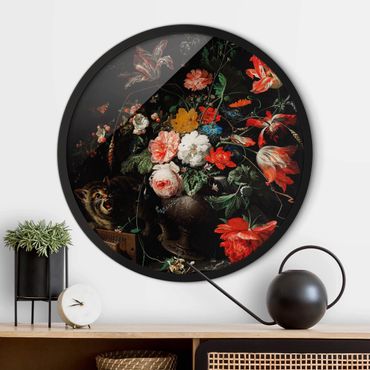 Okrągły obraz w ramie - Abraham Mignon - The Overturned Bouquet