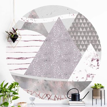 Okrągła tapeta samoprzylepna - Pastelowe wzory abstrakcyjnego krajobrazu górskiego