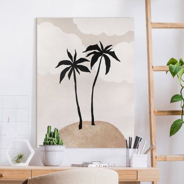 Obraz na płótnie - Abstract Island Of Palm Trees With Clouds - Format pionowy 3:4