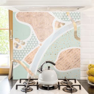 Panel szklany do kuchni - Abstrakcyjny pastelowy wzór w pejzaż morski