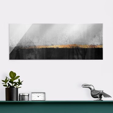 Obraz na szkle - Abstrakcja Złoty horyzont czarno-biały