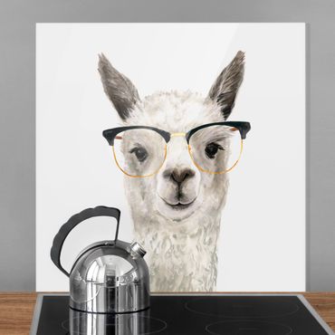 Panel szklany do kuchni - Hippy Llama w okularach I