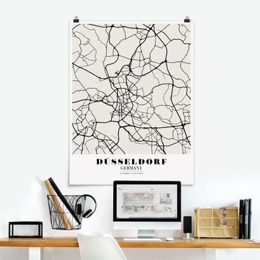 Plakat - Mapa miasta Düsseldorf - Klasyczna